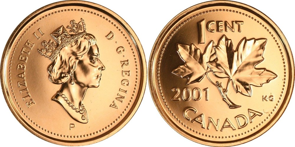 2001-P Canada 1-cent PL Penny from Test Coinage Set