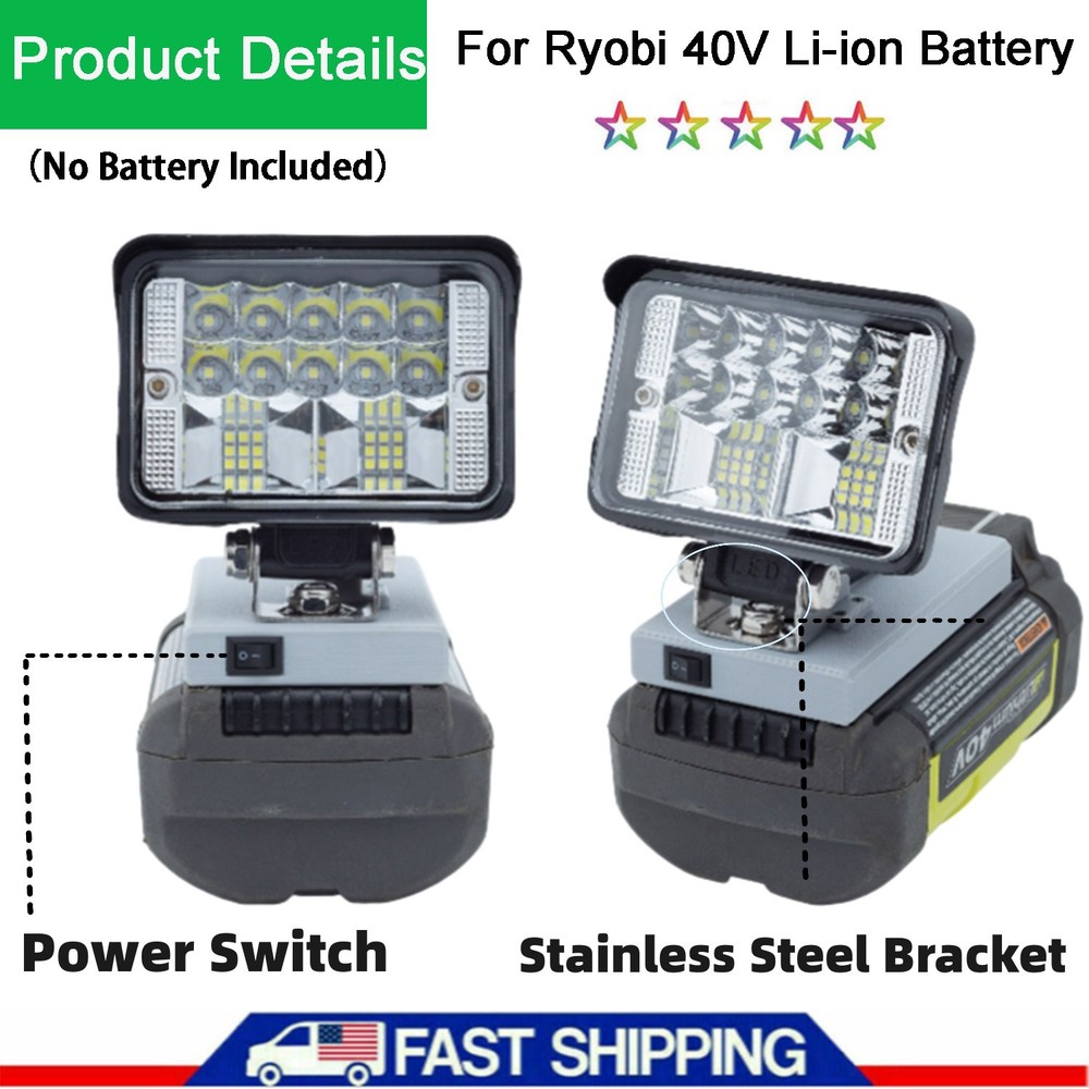 LED Work Light Flood Light Torch for Workshop Camping Lamp For Ryobi 40V Battery
