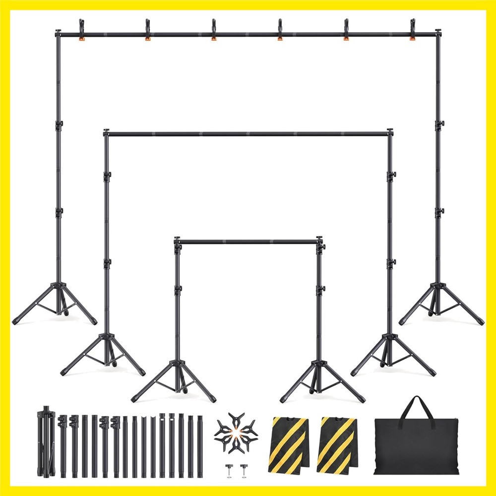 Backdrop Stand Kit - 6 Widths, 10x7.5ft Adjustable Background Stand for Parti...