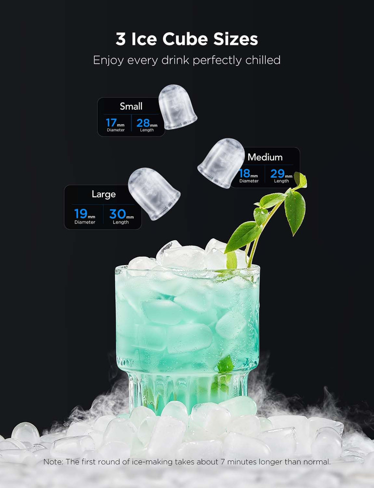 Smart Ice Maker Countertop, Portable Ice Machine with Voice Control, 9 Ice Cubes