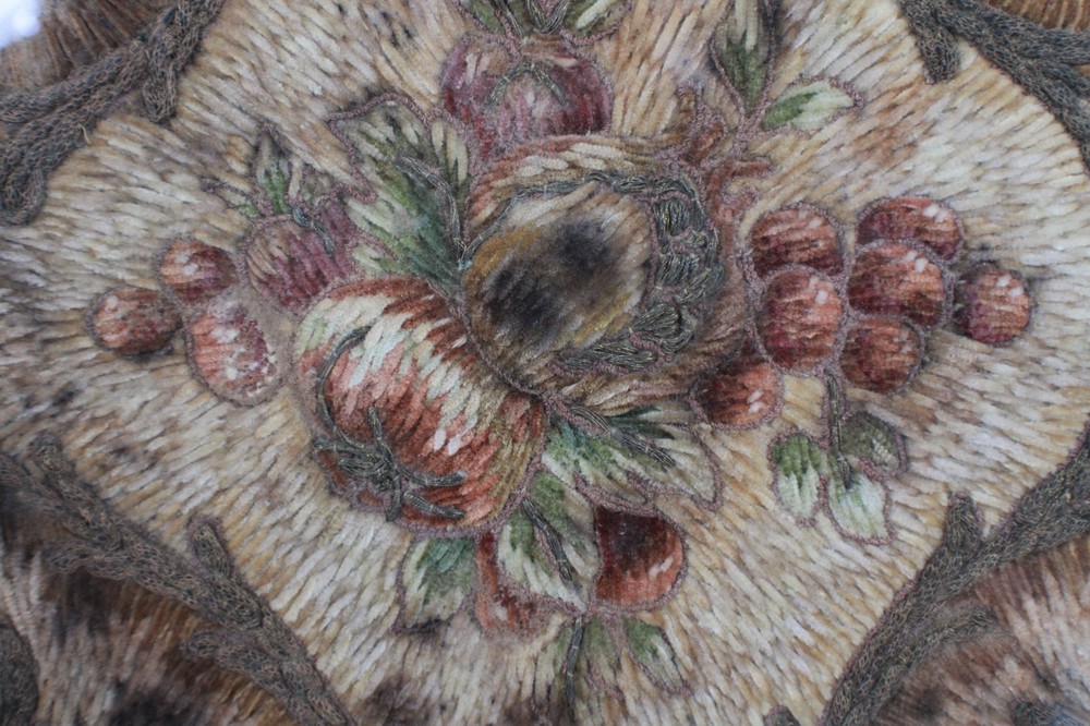 Antique Needlepoint Fabric Weave Framed