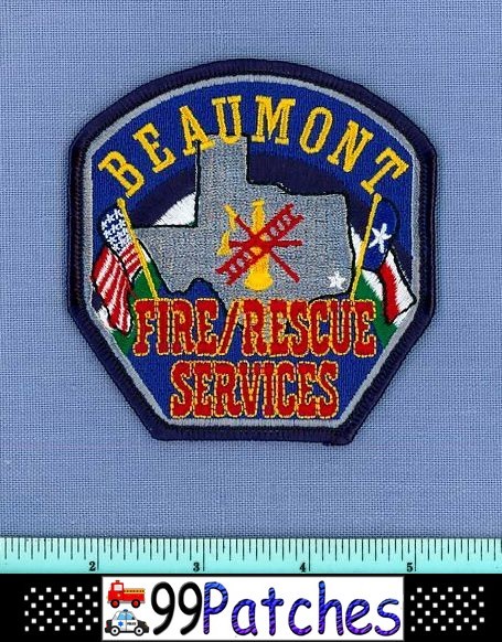 BEAUMONT TEXAS Fire Rescue Shoulder Patch STATE FLAG BUGLE LADDER 7G