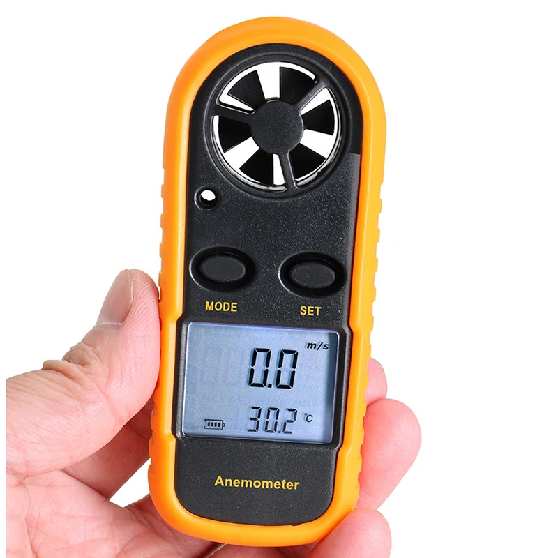 Handheld Anemometer Wind Speed Meter 30m/s Temperature Tester Backlit LCD