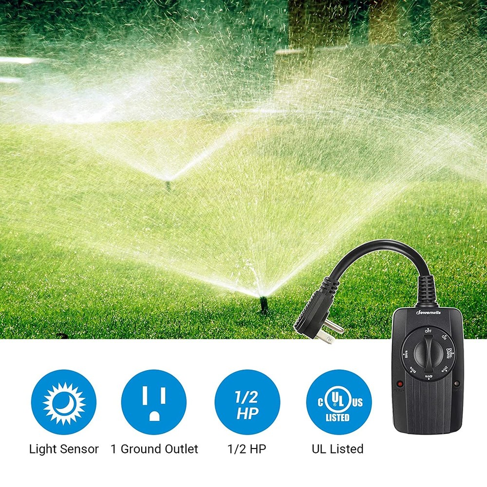 DEWENWILS 2Pack Outdoor Outlet Timer Switch Plug in Dusk to Dawn Countdown Timer