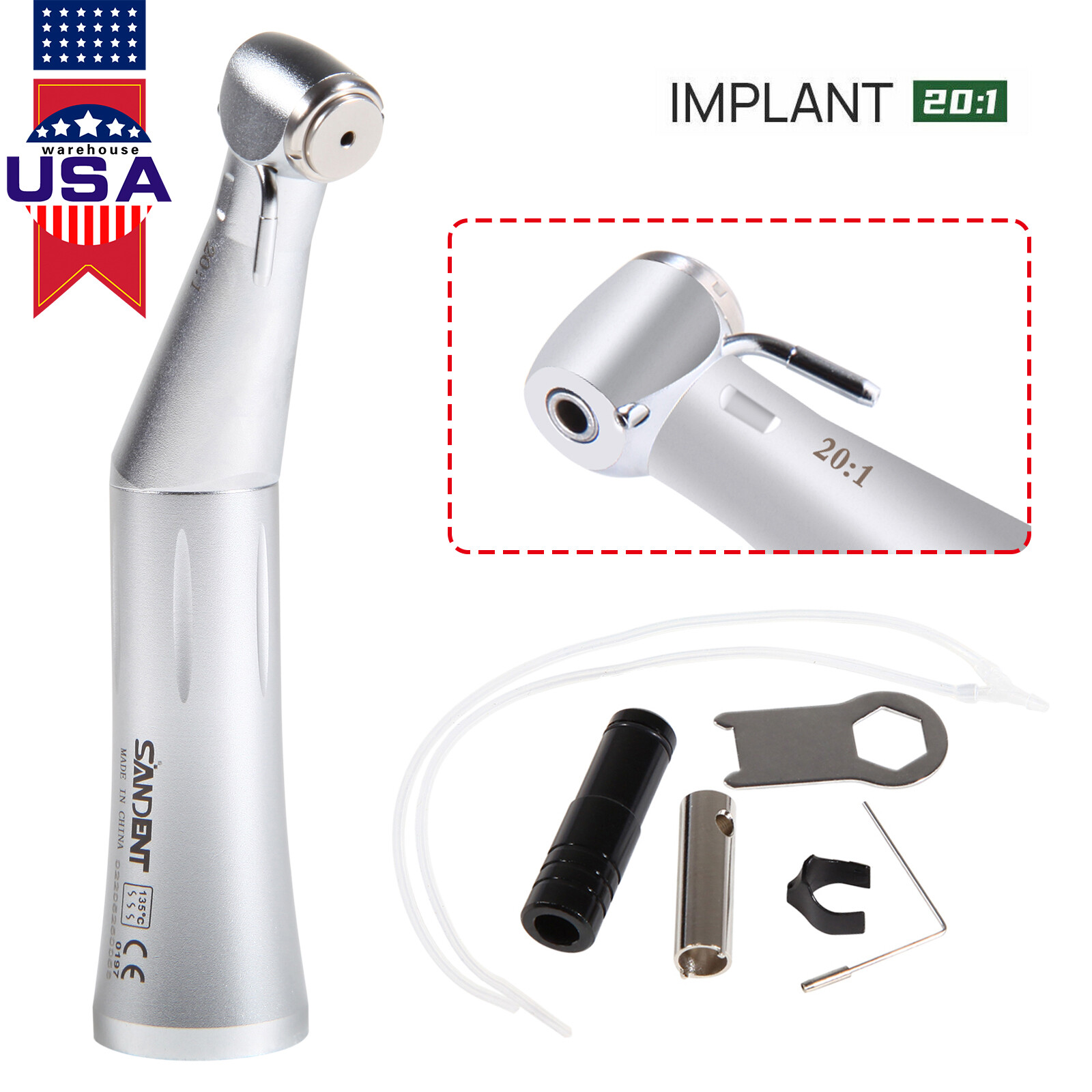 NSK Style SG20 Dental Implant 20:1 Contra Angle Push Button Surgical Handpiece S
