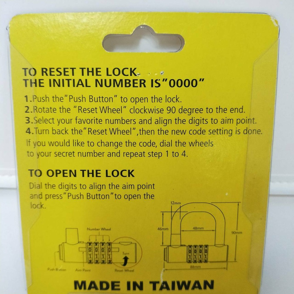 Combination U Shackle 4 Digits Padlock Re-settable Anti-theft Hardware Lock