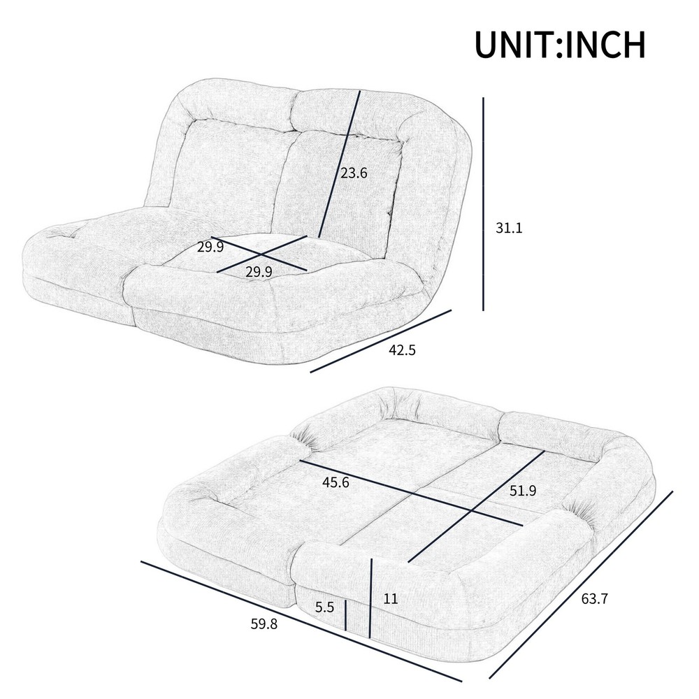 Convertible Fold-Out Double Sofa Bed