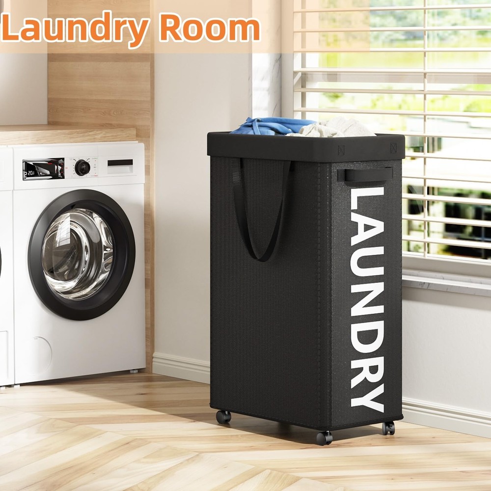 Laundry Basket With Wheels 90L Rolling Laundry Hamper Mesh Bag Dorm Pro