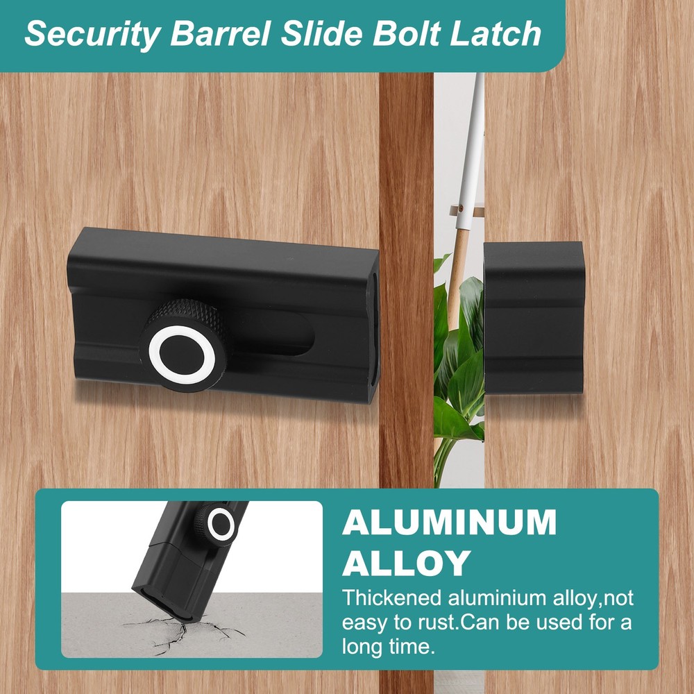 2Pcs Slide Lock, 3" Adhesive Security Barrel Slide Bolt Latch, Gray