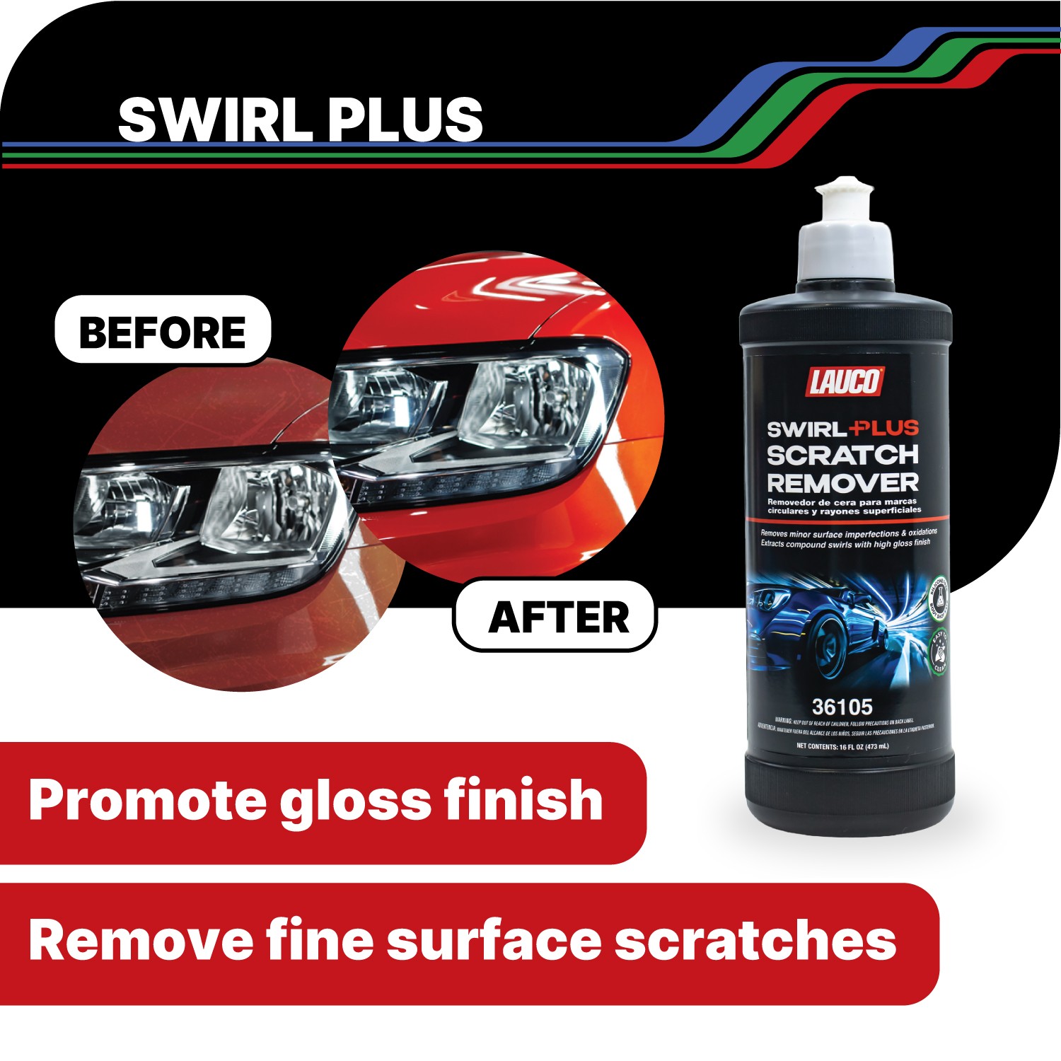LAUCO Paint Correction Compounds Step 1, 2, 3 , Swirl Remover 8oz Kits