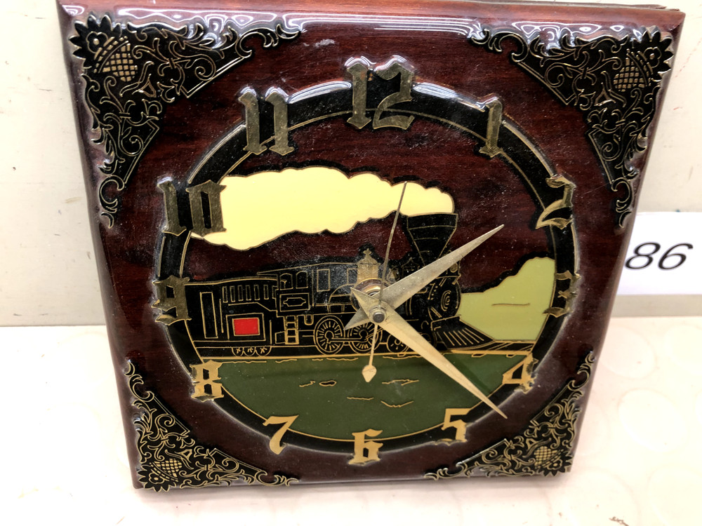 Vintage Train Wood Wall Clock