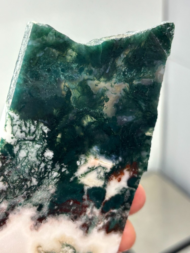 Semi-translucent Moss Agate Slab Cabbing Lapidary Carving Combo Ship Avail