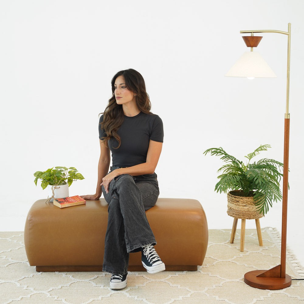 Kelvin Vegan Tan Leather Bench