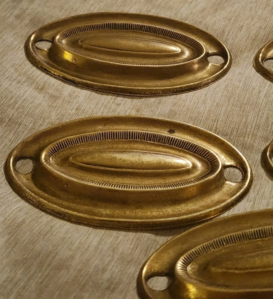 Antique Bronze Oval Drawer Pulls Hepplewhite Set Of 5