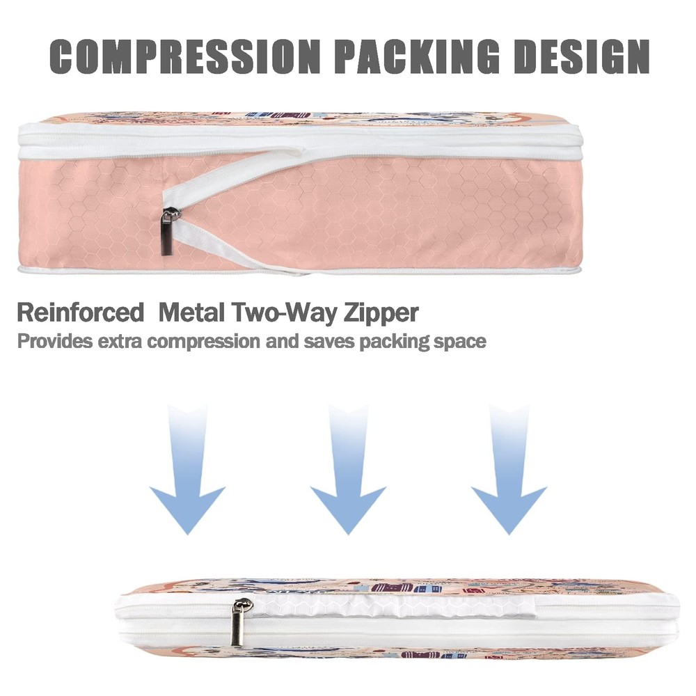 6 Set Compression Packing Cubes Compressed Storage Bags for Carry on Suitcase...