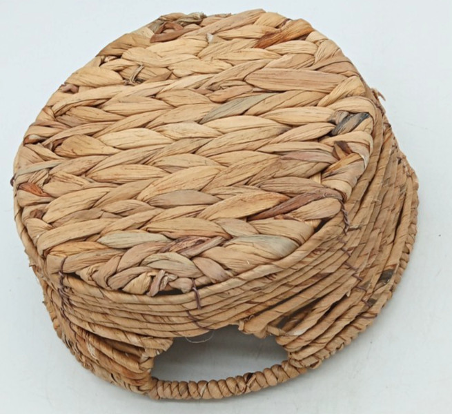 Round Water Hyacinth Woven Decorative Storage Basket 10"