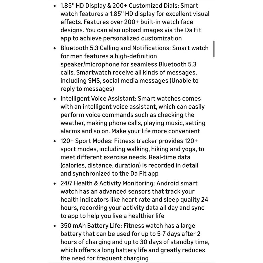 Black smartwatch iOS and android open box new never used