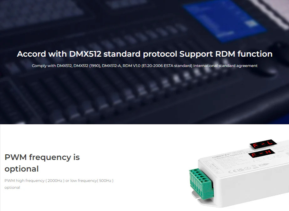 Miboxer DMX512 3-Channel Constant Voltage DMX512 & RDM Decoder