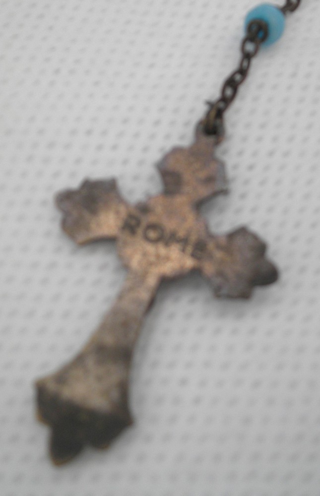 Delphite colored glass rosary 17" long