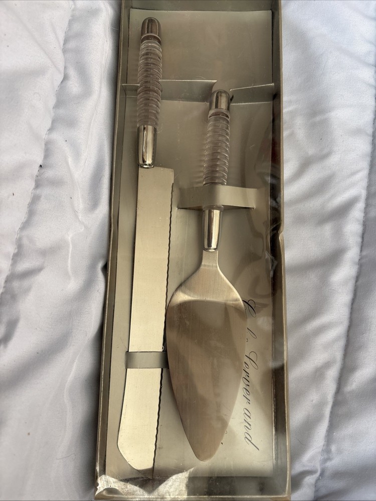 Wedding Cake Knife and Server Set with Acrylic Handle