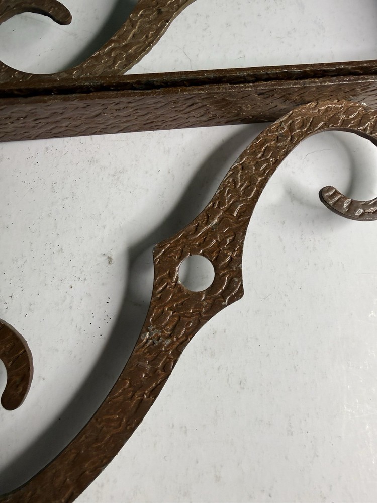 Vintage Hammered Steel Shelf Brackets Rustic Scroll Wall Mount Pair