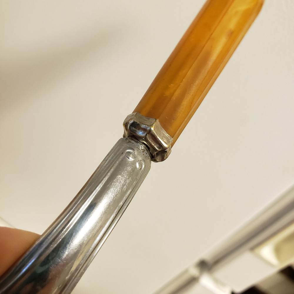 Vintage Butterscotch Bakelite / Catalin Handle Serving Fork 8.5in MCM Kitsch