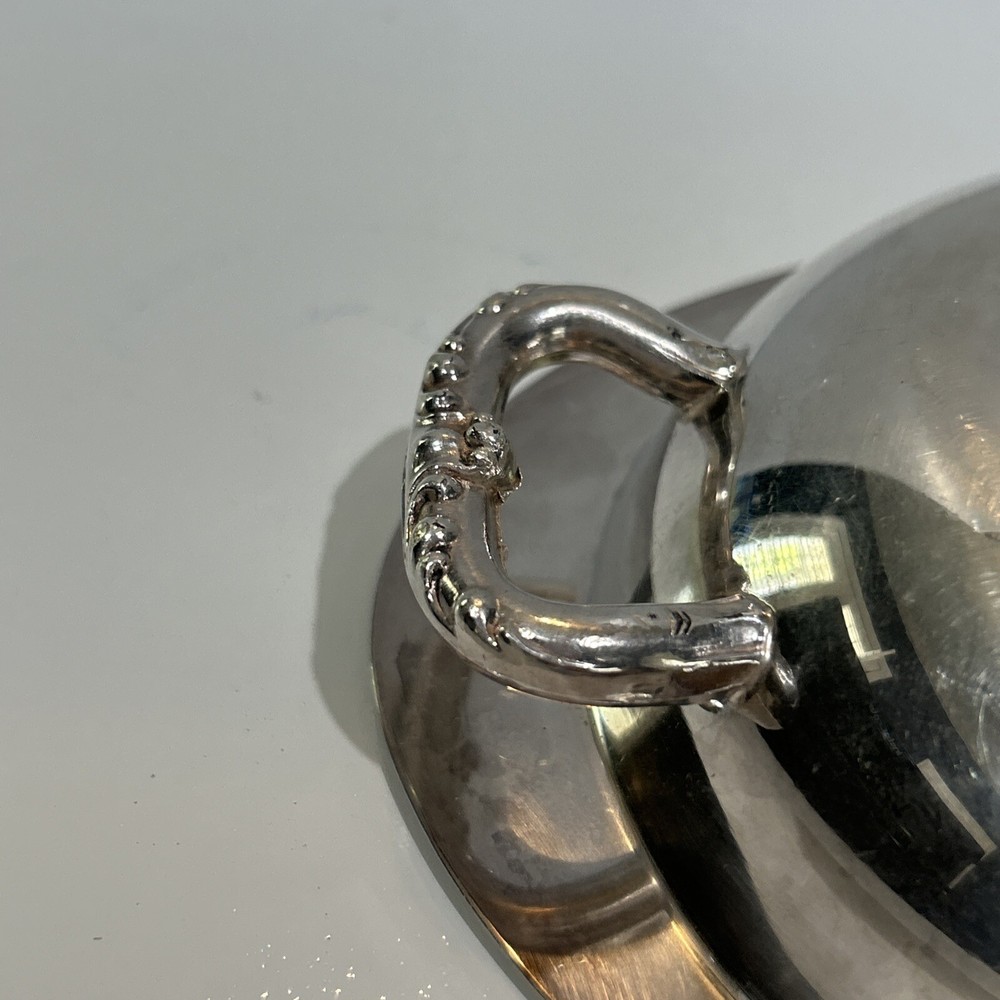 Vintage Silver Plate Oval Bowl Serving Dish Trinket Tray Decorative Handles