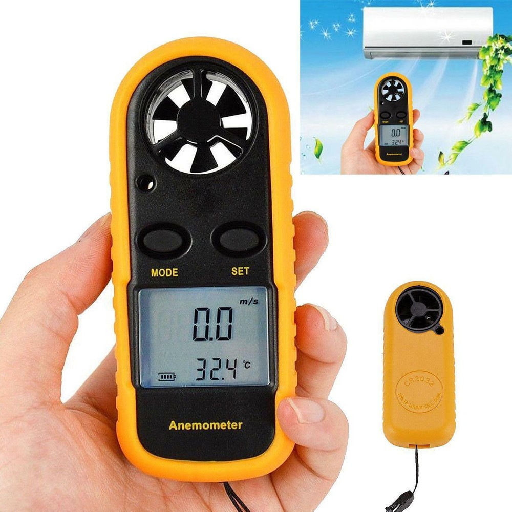 Digital LCD Handheld Anemometer Air Wind Speed Meter Backlight Airflow Gauge US
