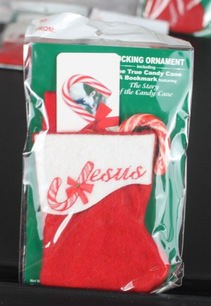 Scripture Candy Pack of 4 Jesus Stocking Candy Cane Scripture Bookmark New
