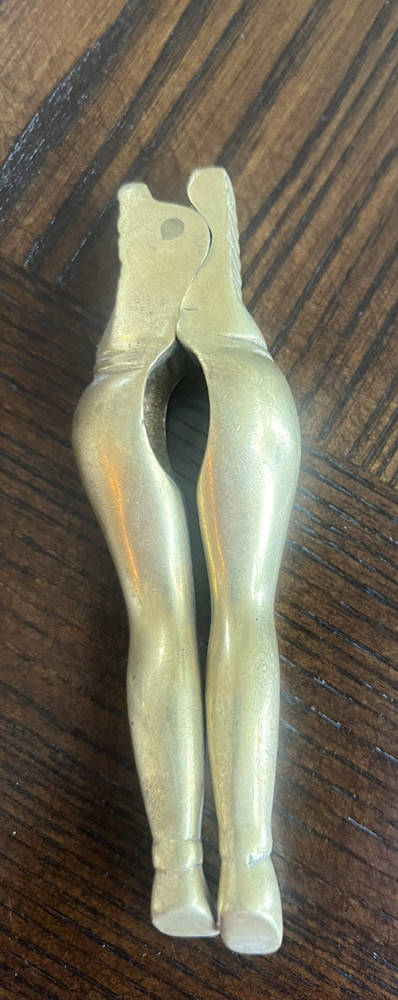 Vintage Brass Nutcracker Ladies Legs Risque Funny Solid Brass Barware Party