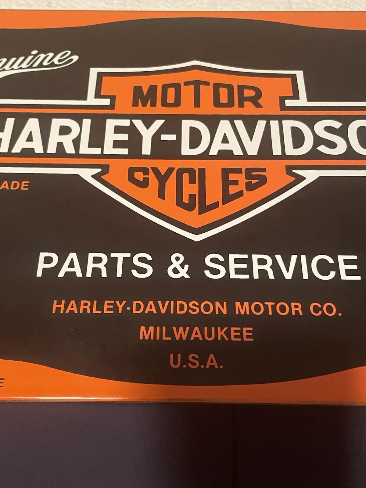 Vintage Harley Davidson Motorcycle Parts Service Metal Porcelain Sign 12x8” NOS