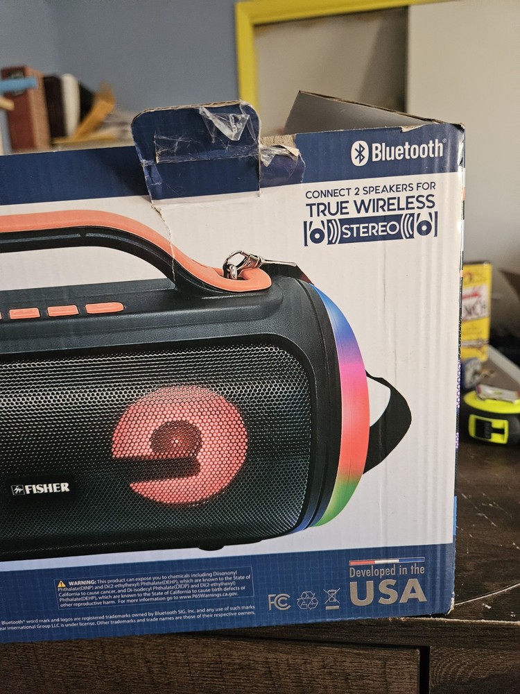 Fisher LED Bluetooth Boombox, Tested, DISCRIPTION
