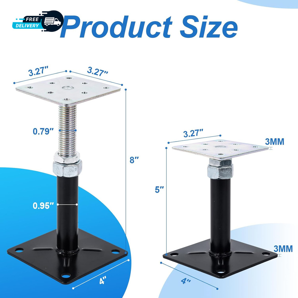 4-Pack Adjustable 5"-8" House Jack for the Floor，Mini Screw Post Pole