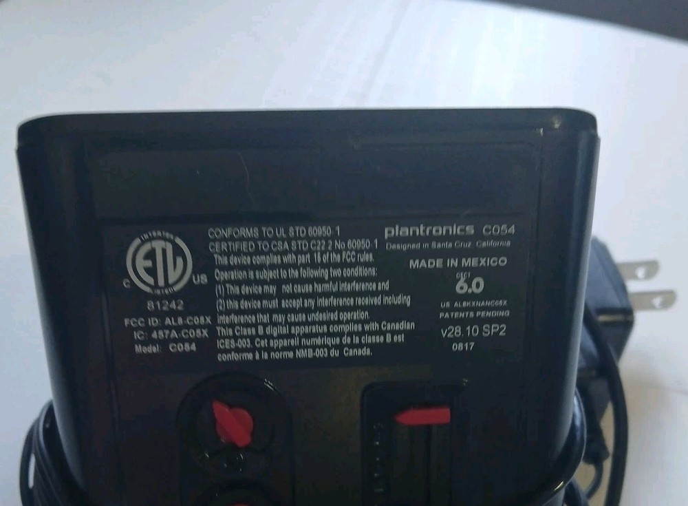 Plantronics Wireless Headset (Base Only) Model: C054 Includes AC Adapter, Phone