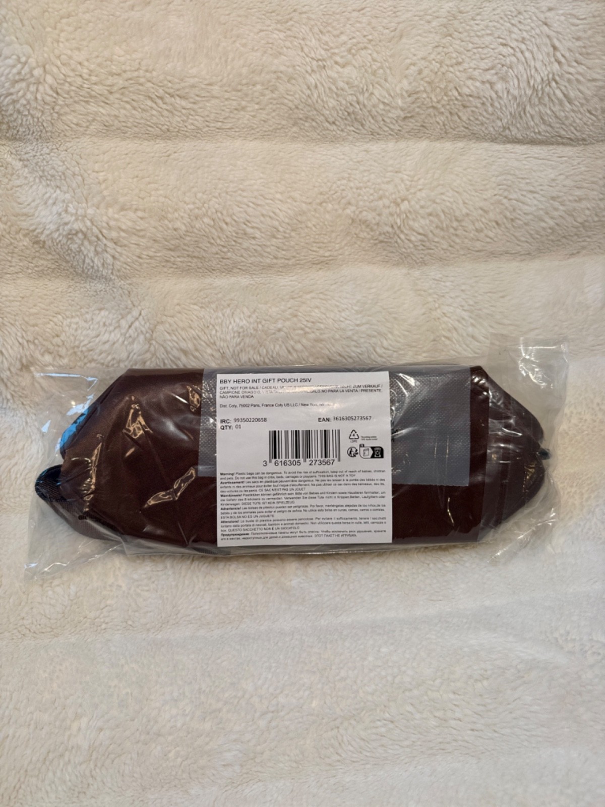 NEW Burberry Hero Chocolate Brown Travel Makeup Bag Zippered Pouch w/Strap