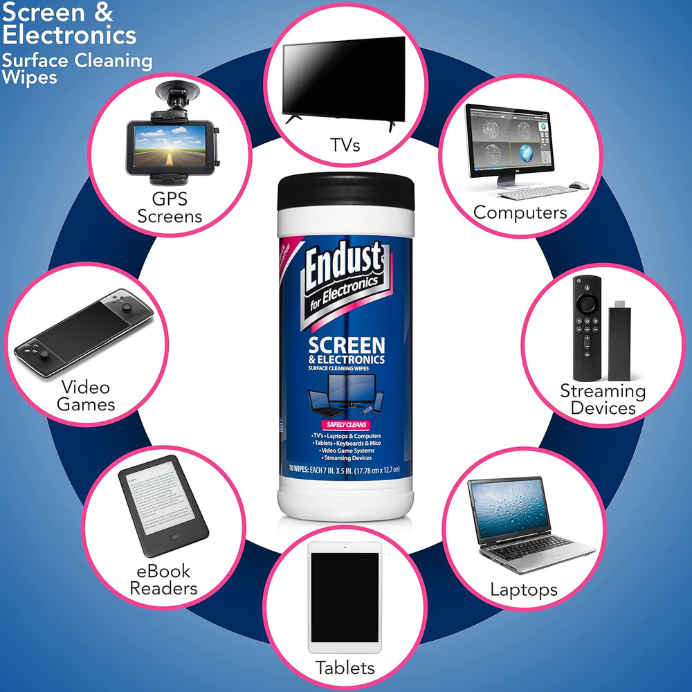 for Electronics; Screen & Surface Cleaning Wipes, Great LCD and Plasma Wipes, 70