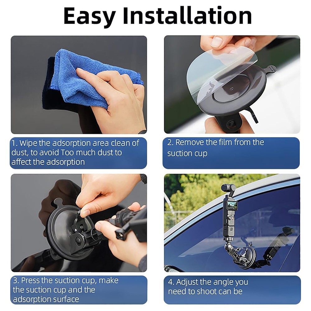 Car Windshield Window Mounted Suction Cup Bracket Adapter for DJI Osmo Pocket 3