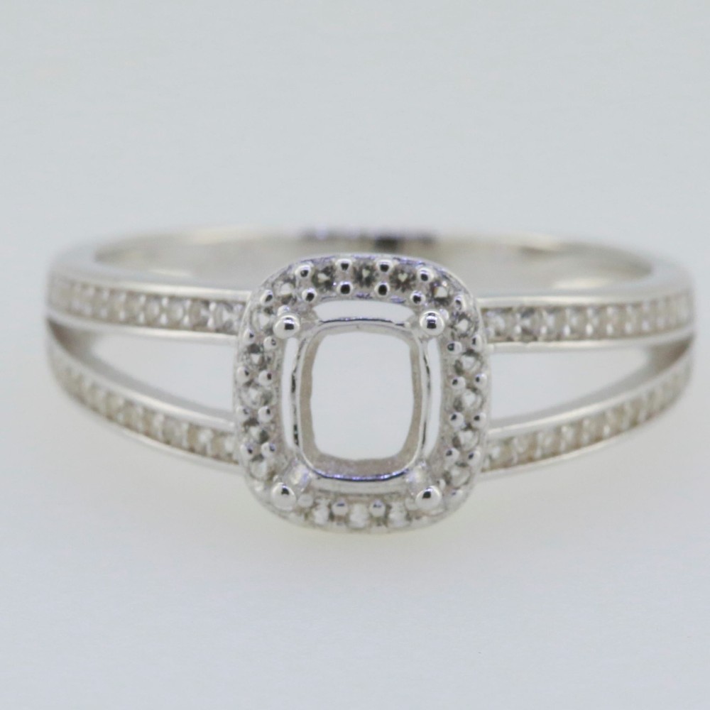 Sterling Silver Semi Mount Ring Setting Cushion CU 6X5mm Topaz