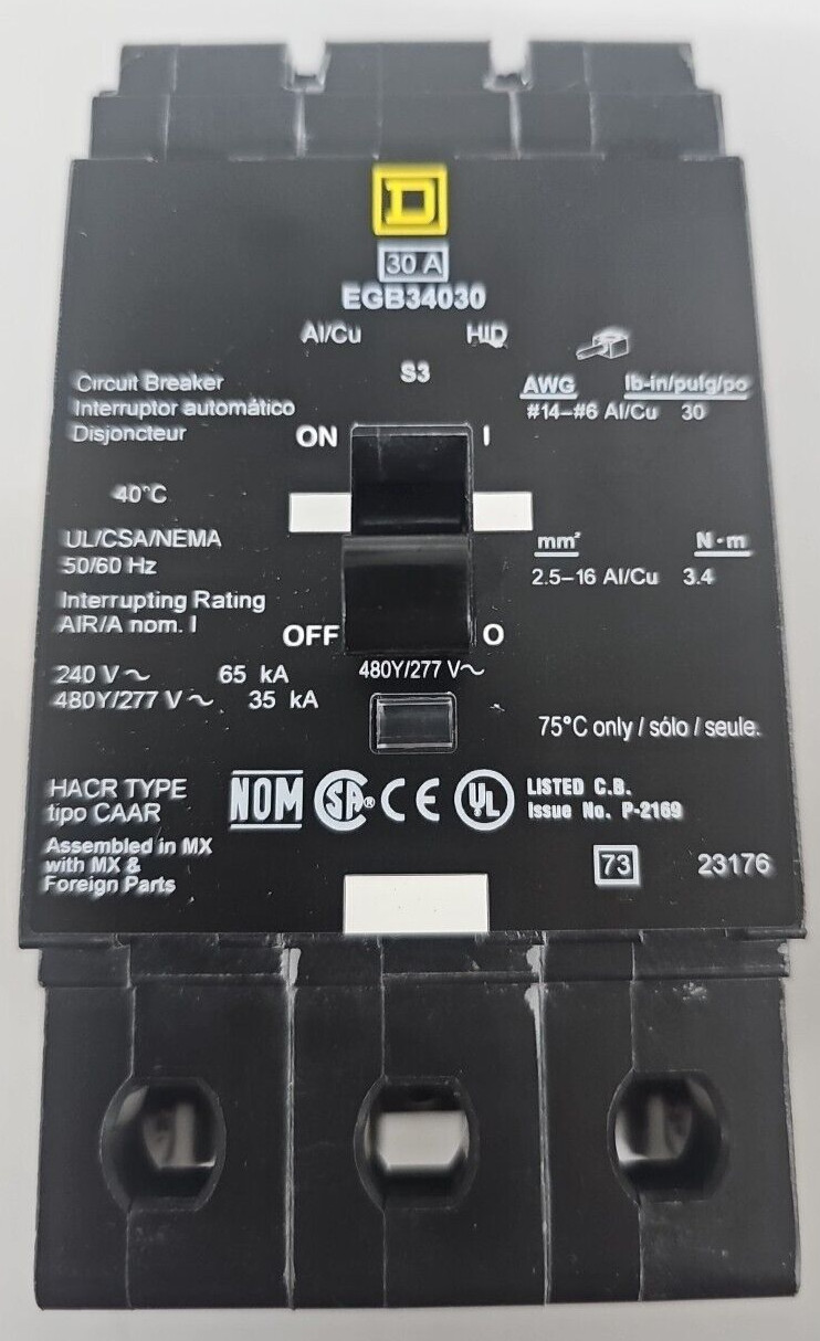 NEW NO BOX  Square D EDB34030 30A 3P  480/277V  480/277V  EDB34030