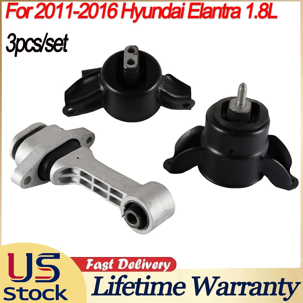 3pcs Engine Motor & Trans Mount Set For 2011-2016 Hyundai Elantra 1.8L Automatic