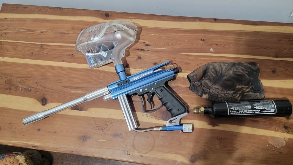 Viewloader Orion VL Paintball Gun Blue Chrome, Two-Finger Trigger