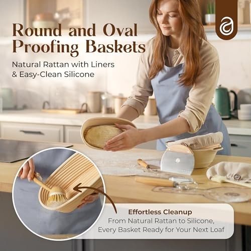 Complete Sourdough Starter Kit with Dutch Oven, Scale, Proofing Baskets & Tools