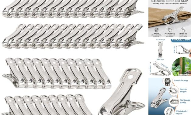 50 PCS Garden Clips - Stainless Steel Greenhouse Clamps,Grip Strong Heavy Duty