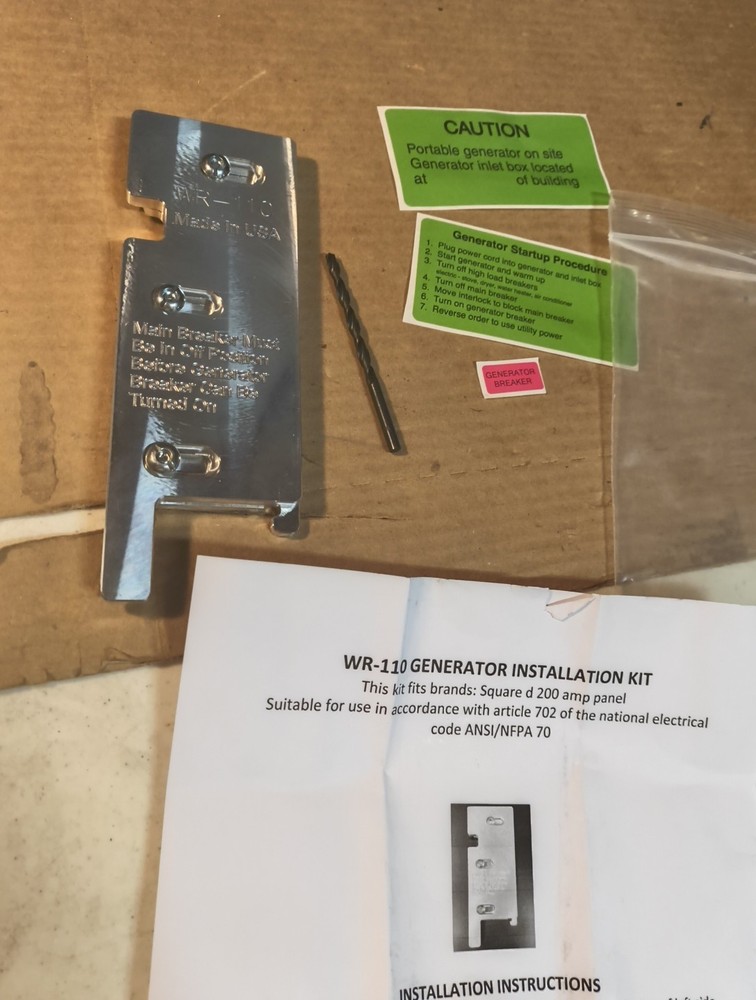 Generator Interlock Kit , Square D  200 Amp Panel