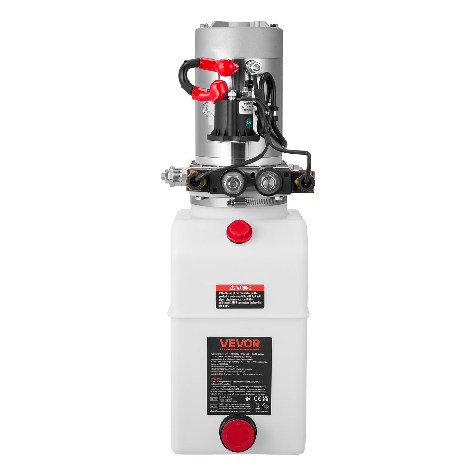 Uimoso 6 Quart Double Acting Hydraulic Pump 12V Dump Trailer Power Unit SAE#6