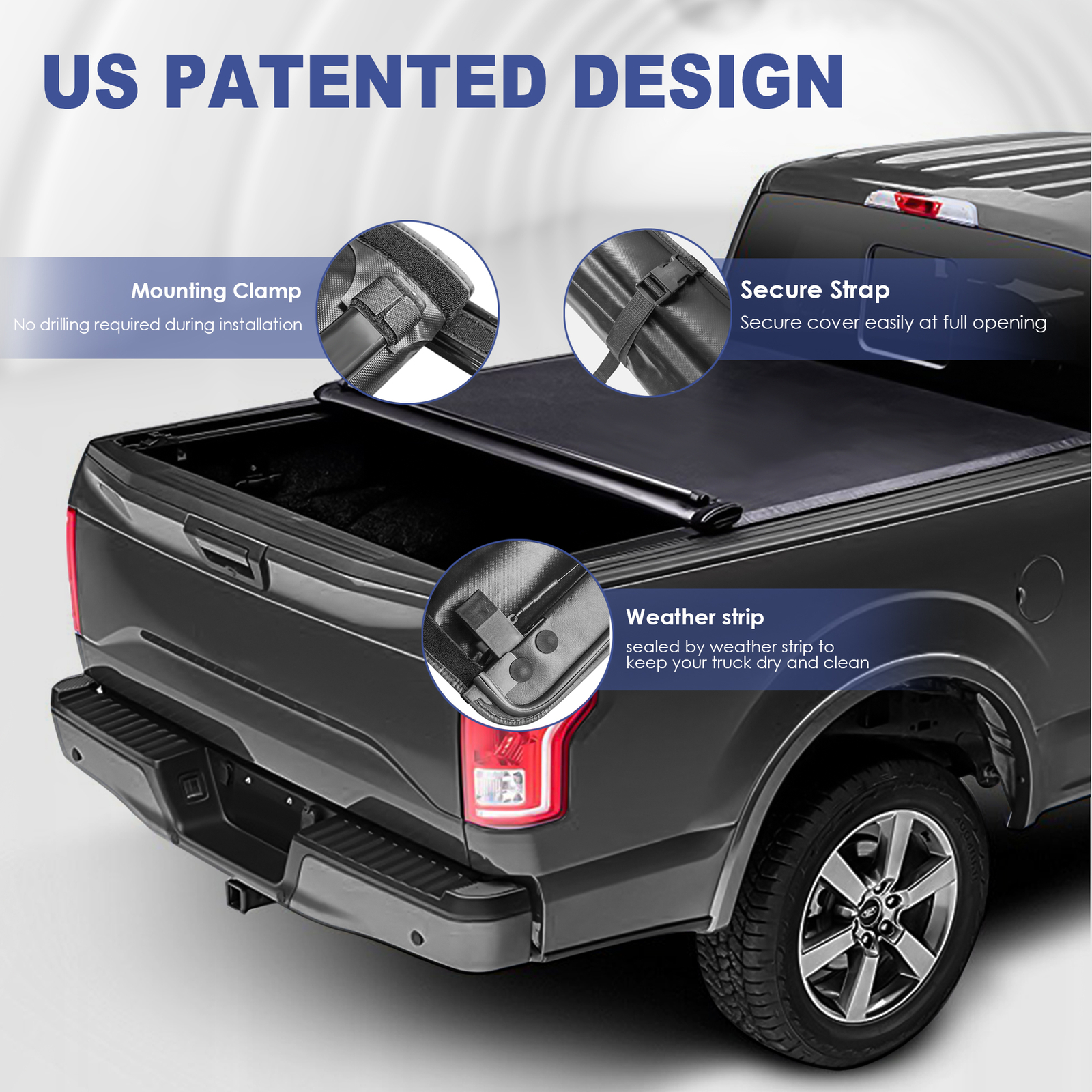 Roll Up 6.5FT Bed Tonneau Cover For 2002-2023 Dodge Ram 1500 / 2500 /3500 Truck