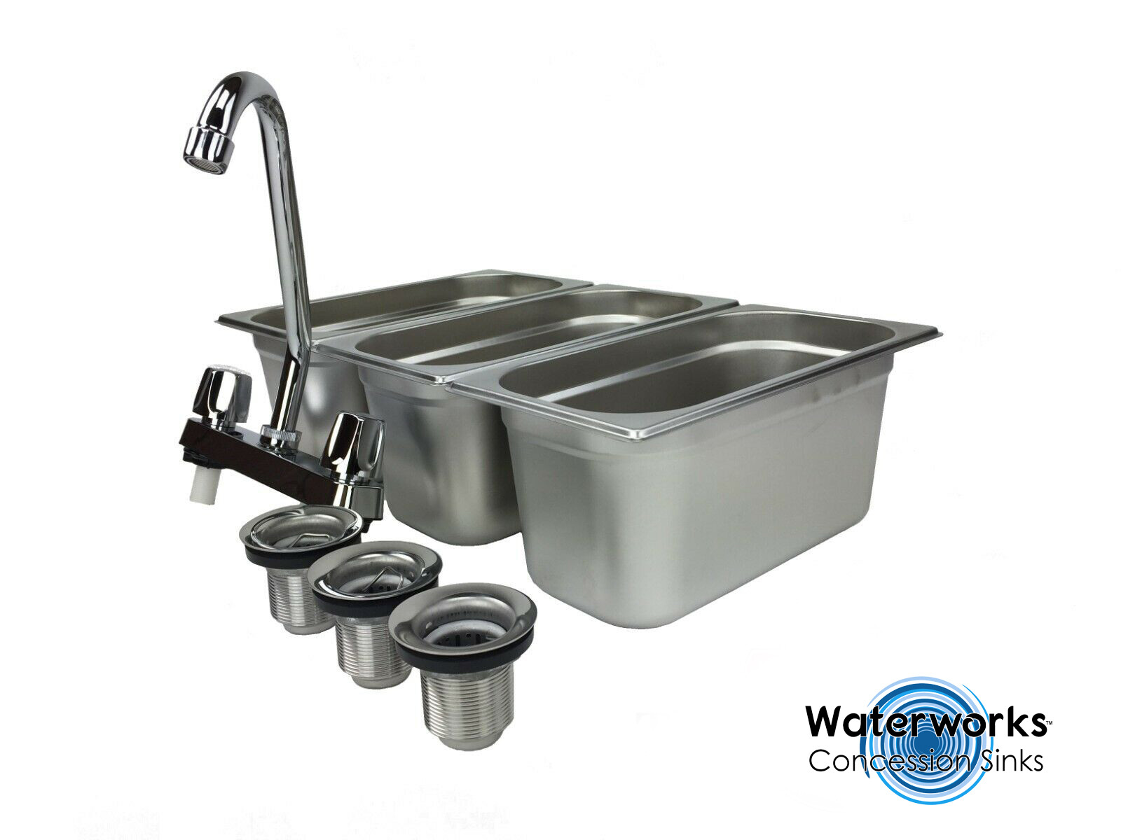Concession Sink 3 Compartment Portable Stand Food Truck Trailer 3 Small w/Faucet