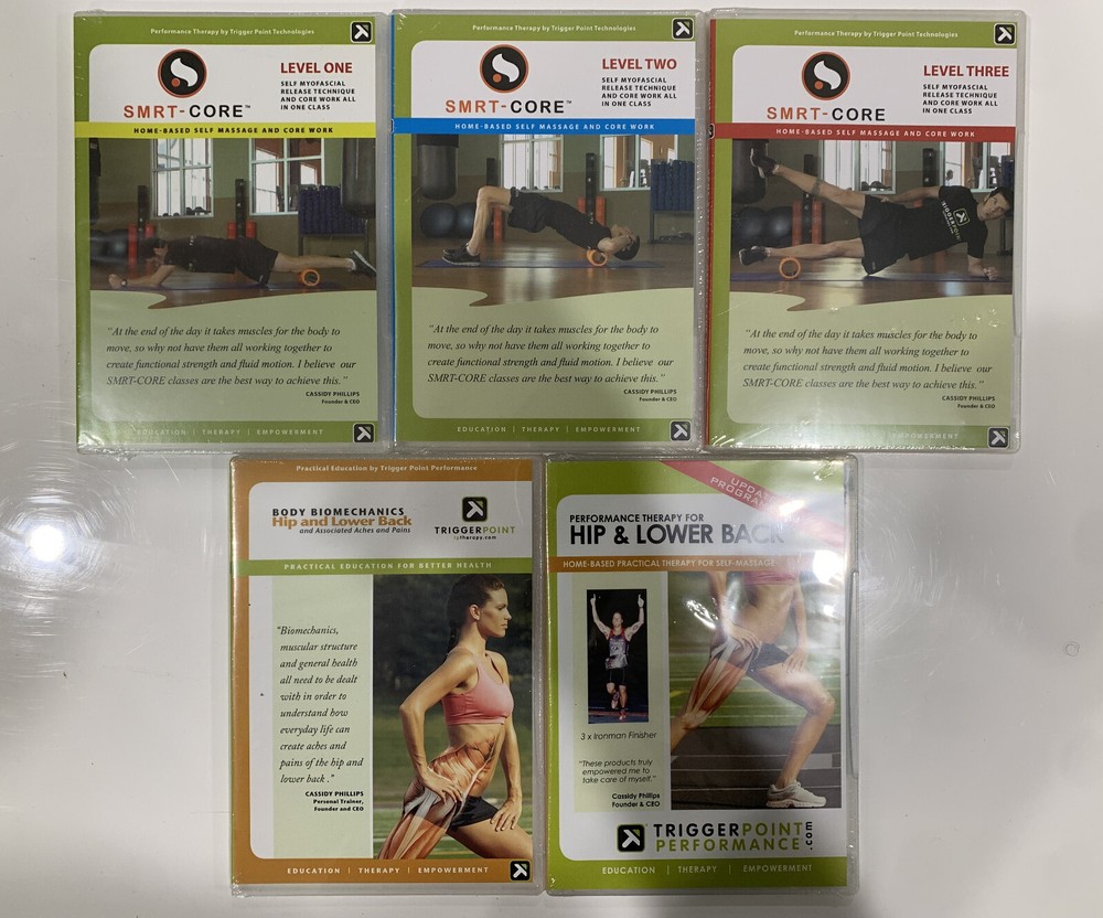 5 x Smrt core trigger point workout dvds, Brand new, foam roller work out