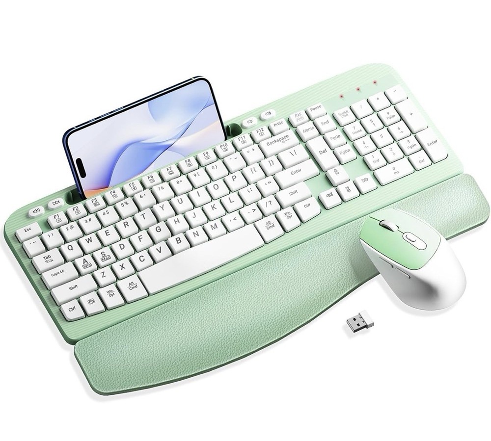 Wireless Keyboard and Mouse Combo, Wave Keys Computer Ergonomic Keyboard
