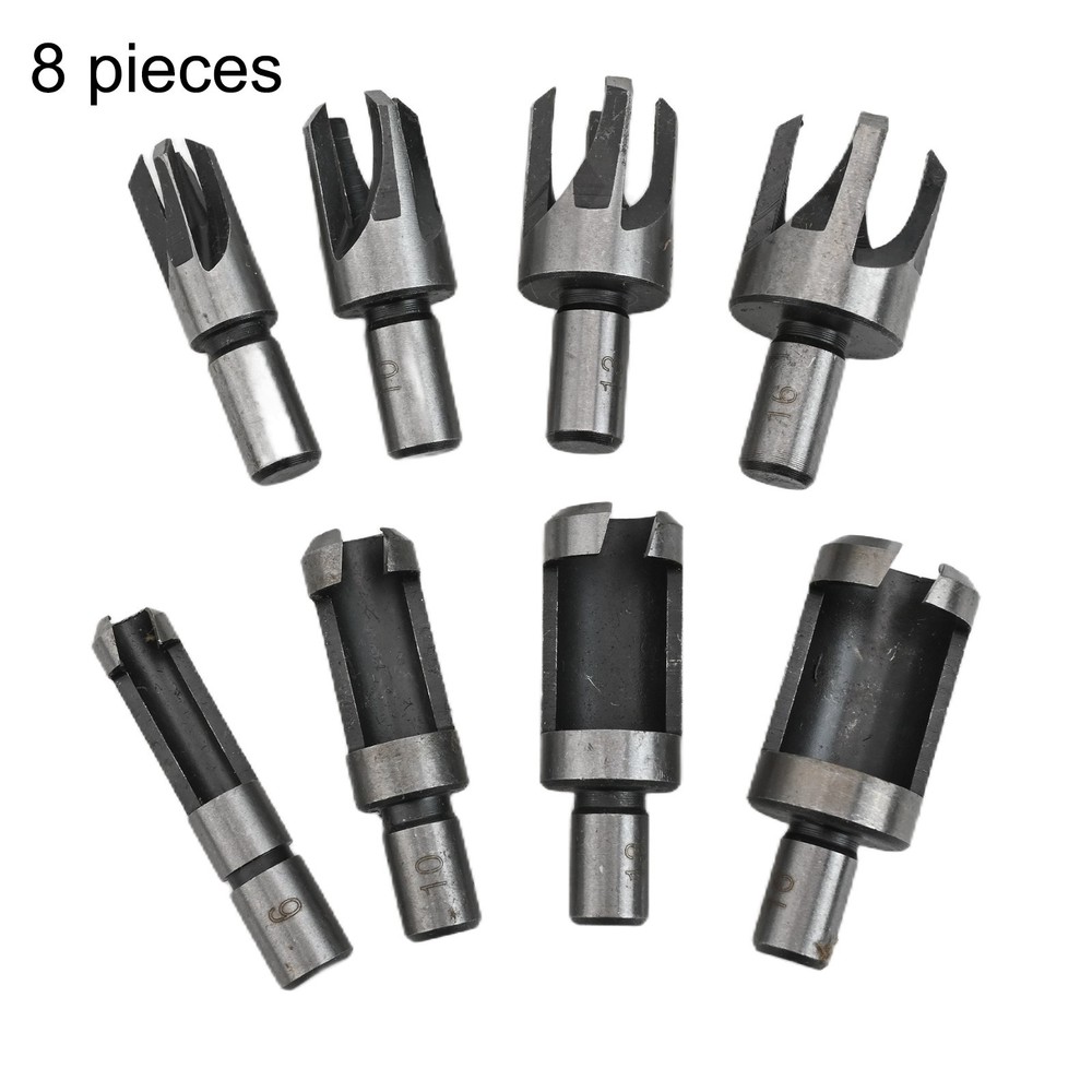 Four Flute Design Dowel Drill Bits Set High Efficiency Woodworking Tool 8Pcs